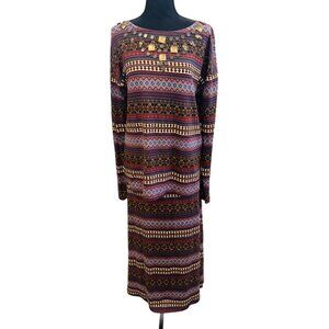 Double D Ranch 3 Piece Aztec Maxi Skirt, Top, Poncho Southwestern Boho Western